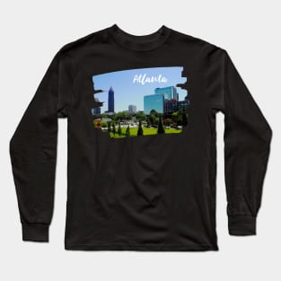 Cool photography of Atlanta Georgia skyline blue sky USA city break Long Sleeve T-Shirt